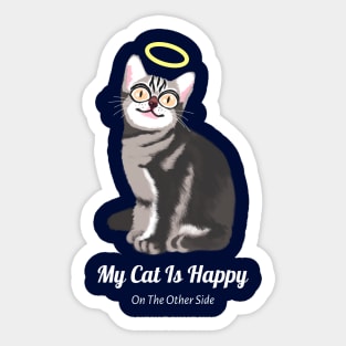 Happy and Forever Angel Cat Sticker